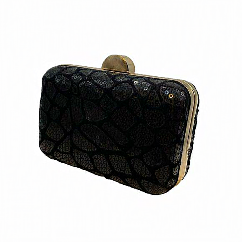 Black Mini clutch - sequin‎ patterned mini clutch